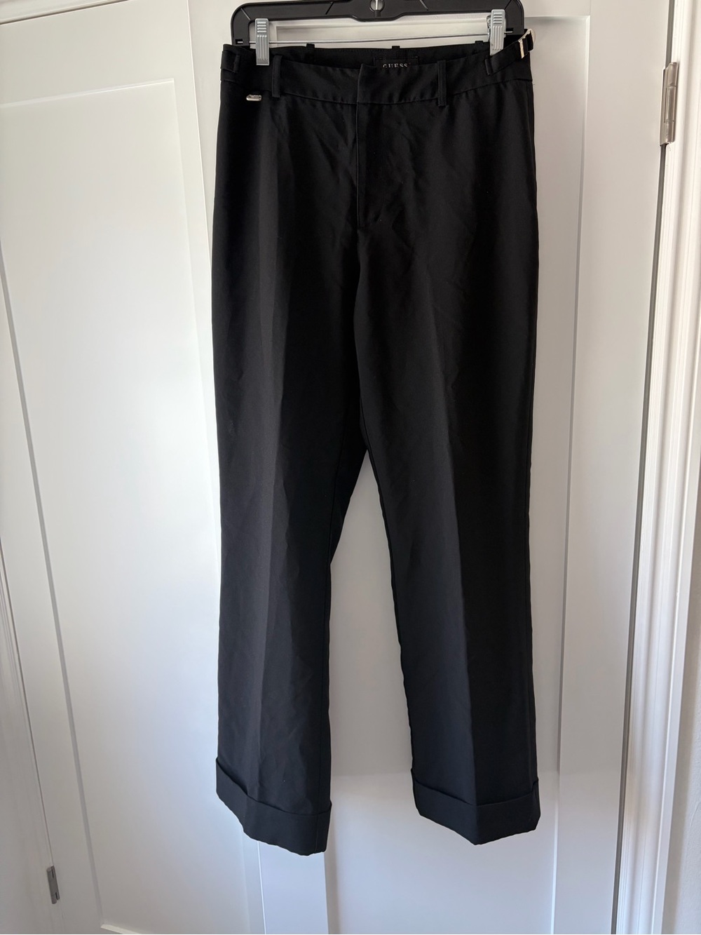 GUESS vintage Black Tailored Cuffed Straight Leg Pants Size 30 (more like 28)